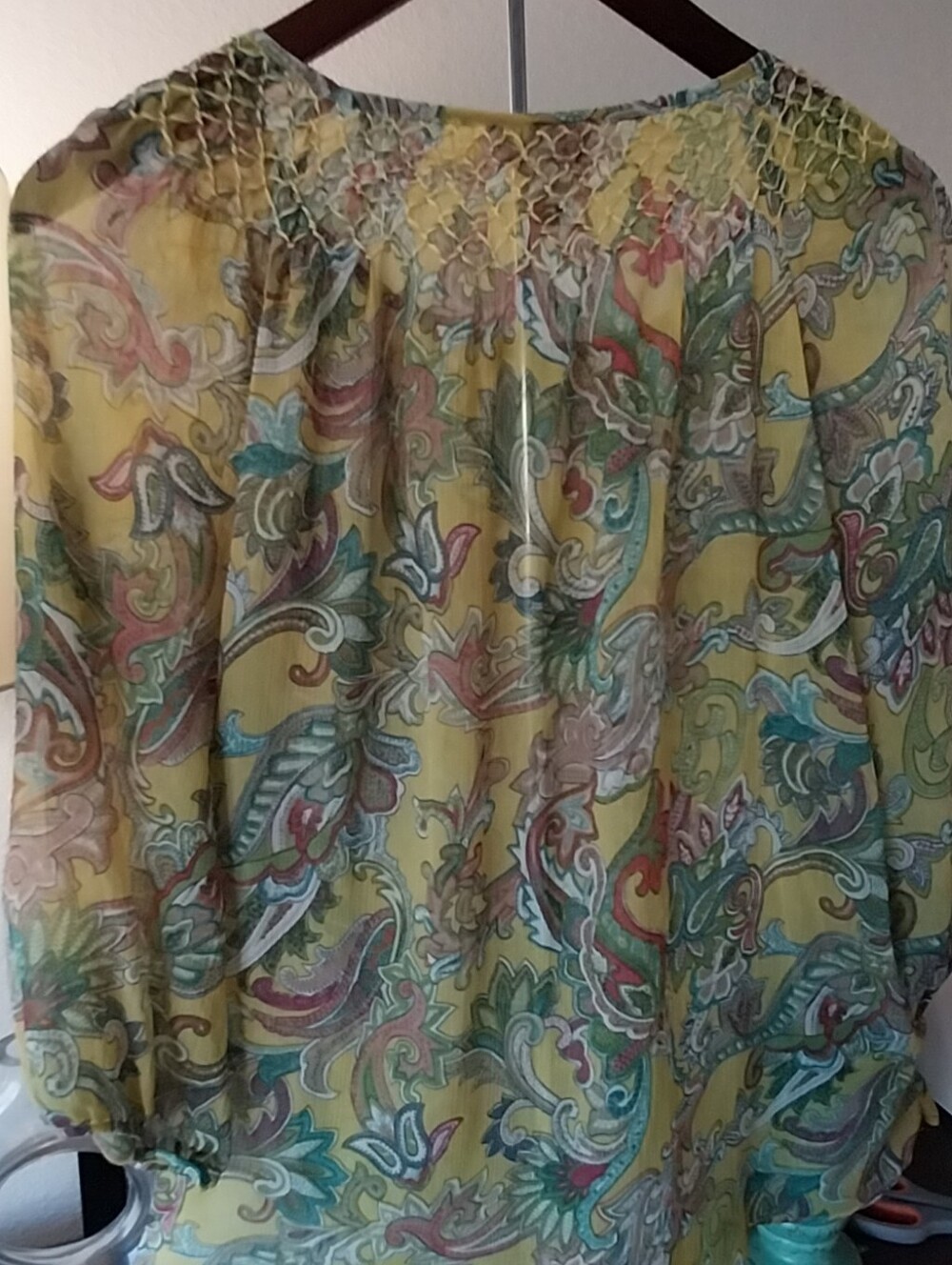 Charter Club - Sheer Floral Blouse in Pale Chartreuse - Picture 3 of 8
